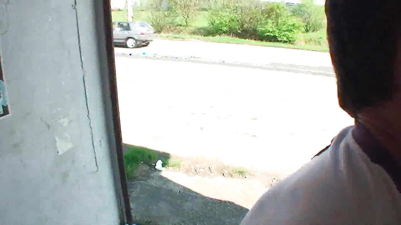 Picked up brunette teen blowing and riding two dicks