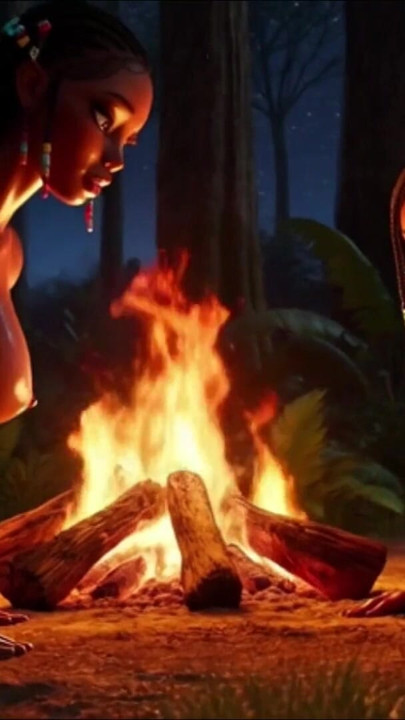 Voluptuous Ebony Tribal Women Perform Primal Fire Worship On All Fours Covered In Oil And Sacred Earth At Night | Clip 1