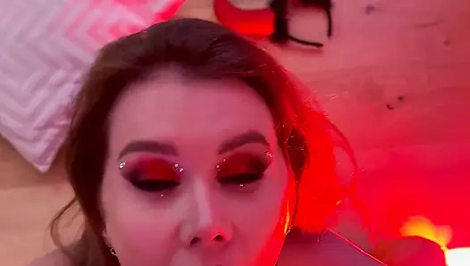 Lustful witch allowed allowed him to cum hard on her face POV