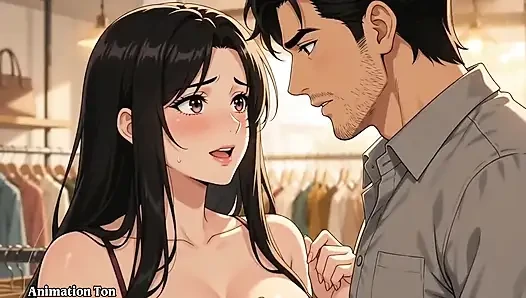 "A warm meeting between the owner and the new salesgirl in the shop"