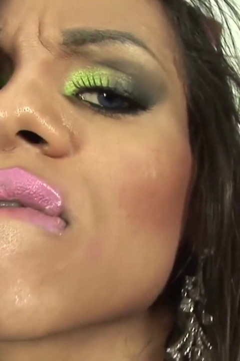 Busty lady-boy jerks off a hard cock