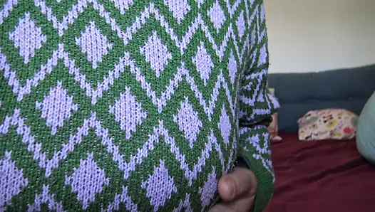 Nasty dirty talking mature mother-in-law shows her saggy tits to stepson