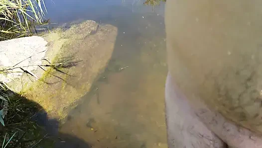 Caught Me Masturbate in the River and Give Me a Handjob
