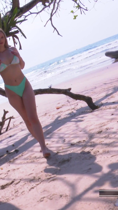 Naughty Blonde with Tight Pussy Fucks in the Sand with Well-endowed Actor
