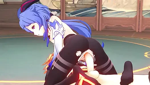 Genshin impact - ganyu ve aether tutkulu seks sahnesi - 3 boyutlu hentai animasyon