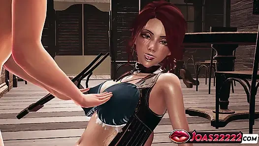 Korryn si cewek hot rambut merah lagi asik jilat pantat bahenolnya - close up