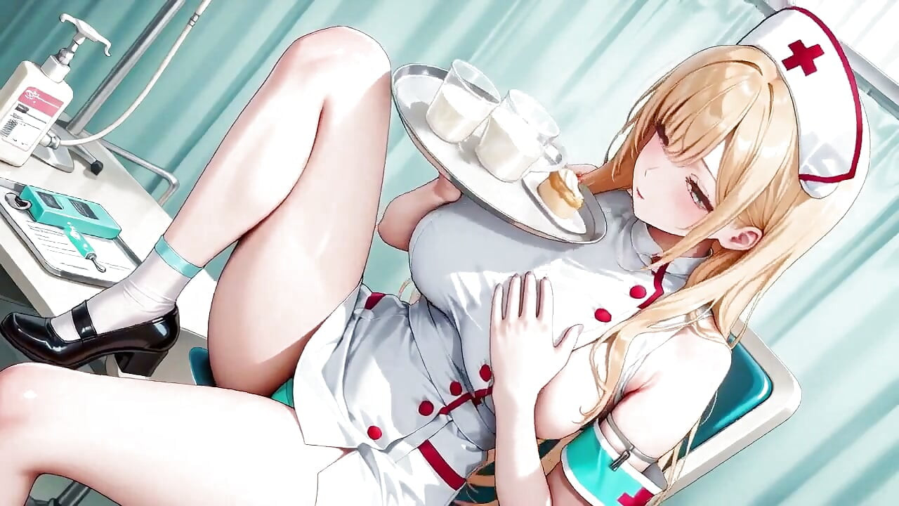 Kneeling in a White High-cut Uniform with Liquid Splashing on Her Chest.