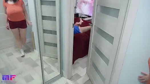 Stepmom with Big Tits Masturbates and Spies on Her Stepson P.2