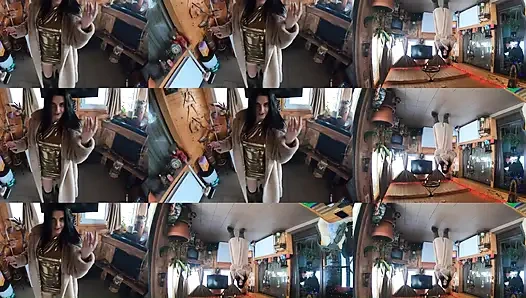 Golden Dress, Fur & Smoking - Hairy Pussy, Deep Blowjob & Hard Doggy on a Freezer