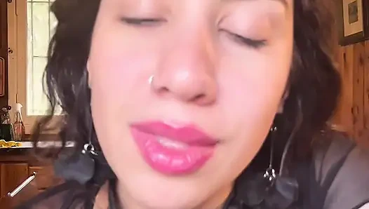 Horny latina spanking my tits and ass