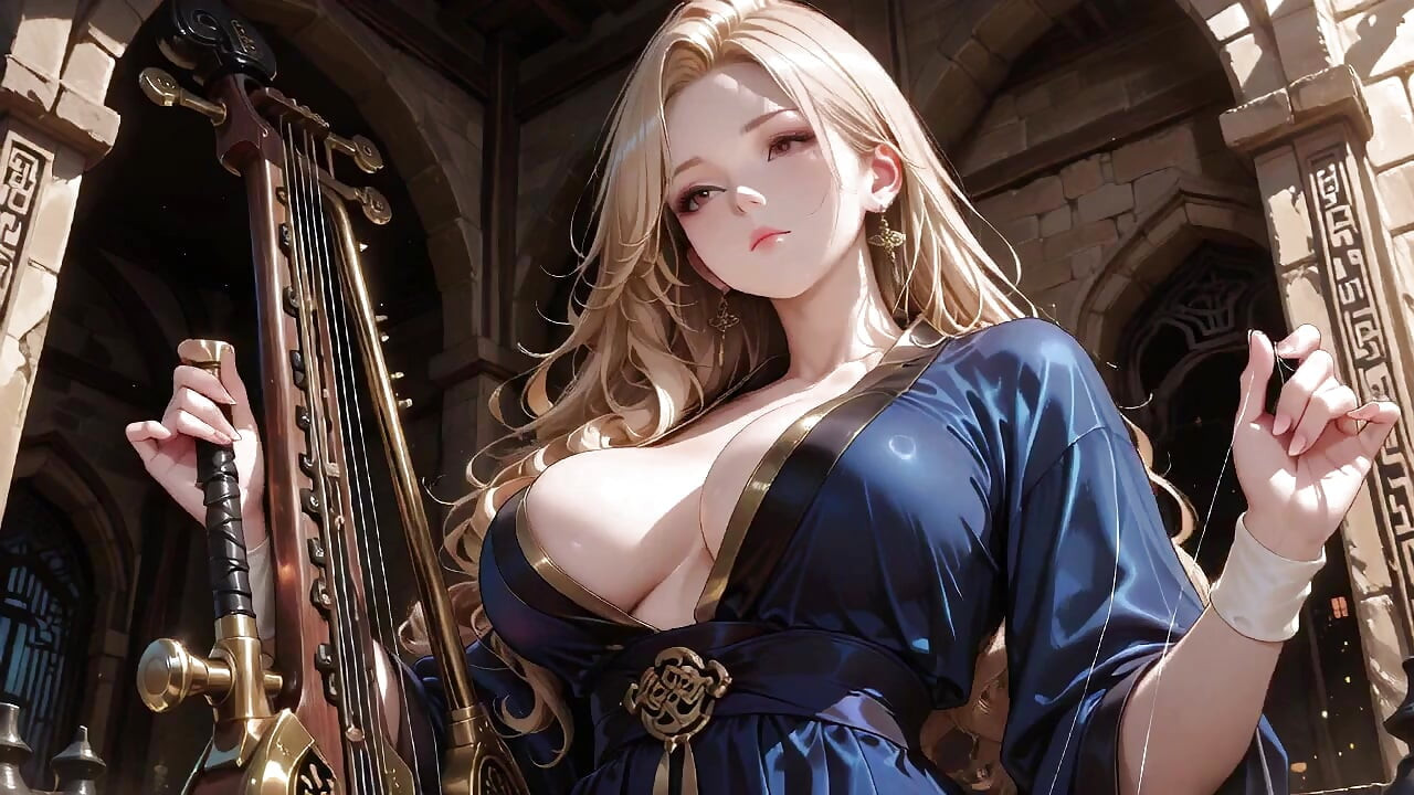 Blonde Goddess in Silk! Lazy Strolls, Kneeling Glances, and Fingertips Grazing Her Chest in a Sun-drenched Japanese Corridor