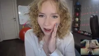 Curly hot blonde cam reaction