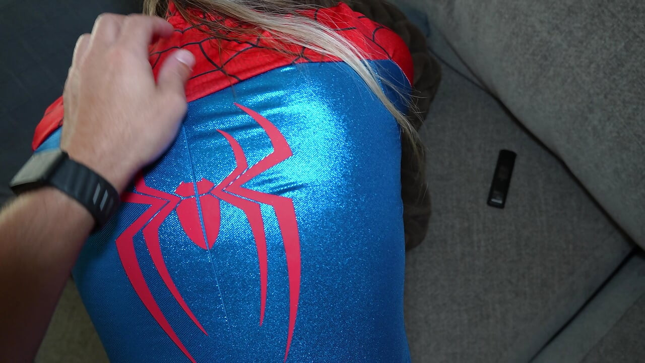 SpiderGirl Gets Covered in a Web of Her Step Bros Cum!