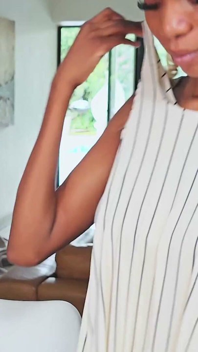 This demure EBONY cutie wanted to be my GF...I pounded her holes ROUGH and messy | Clip 2