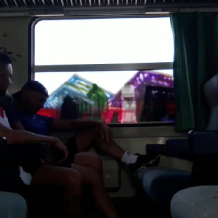 Fucked bareback in a train by straight