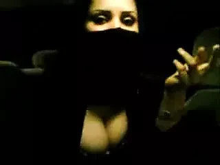 Arabic niqab girl showing big tits in car