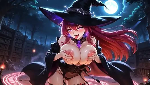 Sexy Witch's Power Ritual: Sparks on Clit, Aerial Ride and Magical Internal Cumshot!