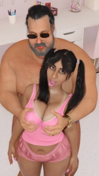 Alayah의 보짓물이 많은 젖탱이를 가지고 노는 Peterman