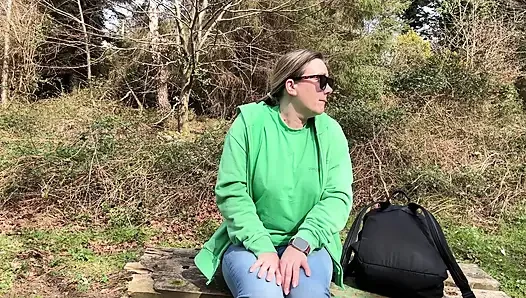 Desperate Outdoor Wetting Jeans on the Public Trail