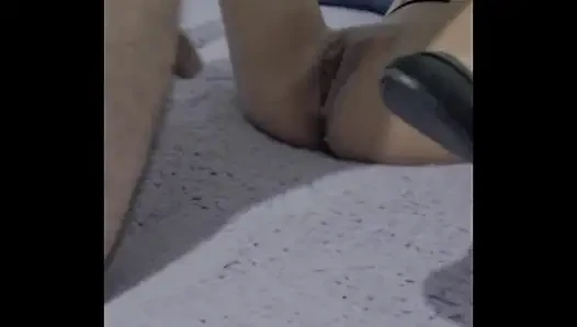 Petite Thai rides a huge bull, likes to be touched by man.