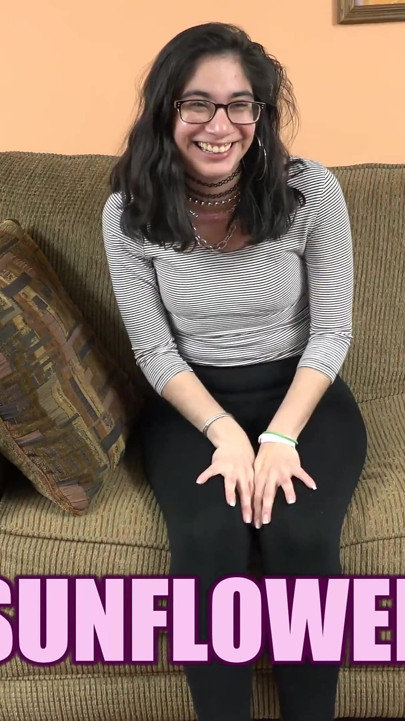 Latina newbie Sunflower auditions for porn with a blowjob
