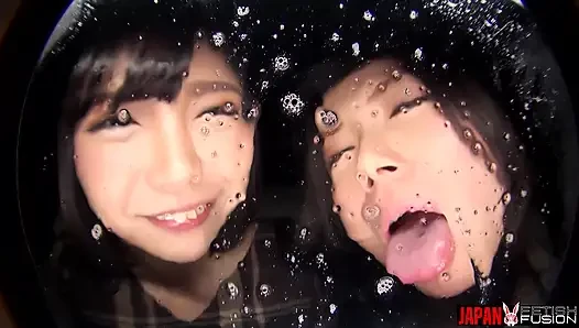 POV Spit Frenzy: 2 Tongues, 1 Lens, You Overwhelm in Saliva as Tsubaki Kato & Iori Tease You with Their Dripping Mouths.