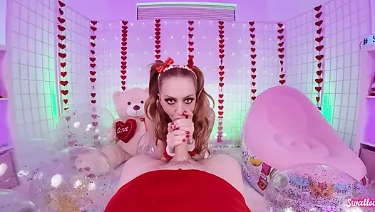 Geile rothaarige kendra cole gibt einen schlampigen valentines blowjob