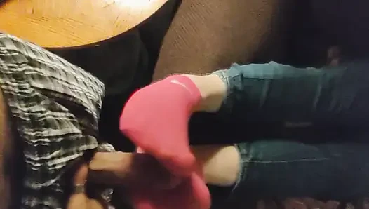 Pink sexy no-show nike socken footjob sockjob - socken handjob blaue knöchelsocken abspritzen