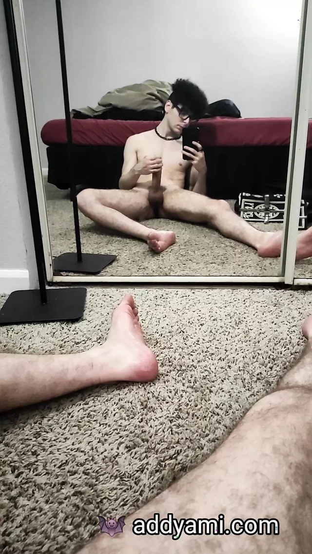 School boy stroking huge dick in dorm