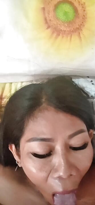 Asian Thai Milf blowjob and cum swallow