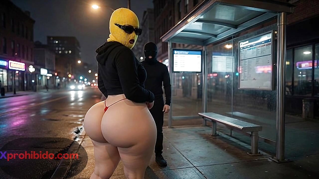Djevojka s velikom guzom twerka na autobusnoj stanici