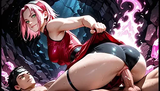 Sakura Haruno Hot Ninja Fucking Hard In Hidden Cave And On The Road To Konoha - Doggy Style Anal Intense Pleasure Loud Moans Chakra Rose E