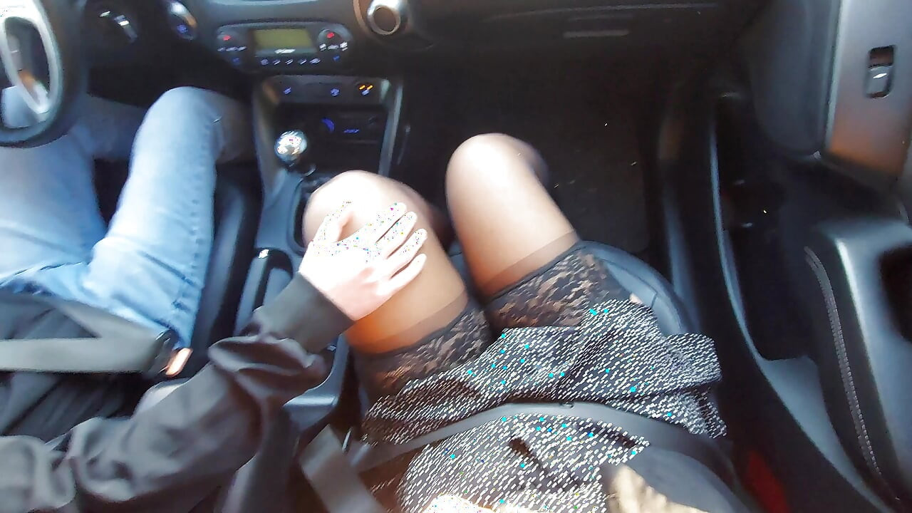 Stepmom and stepson alone in the car teasing each other