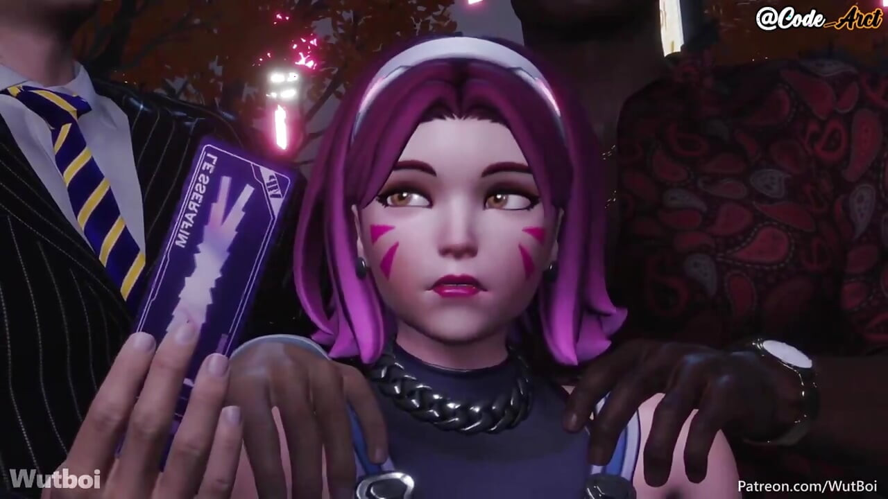D.Va жестко трахают два черных члена