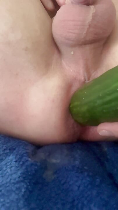 Vegetables, my cock and dildo fucked in the ass