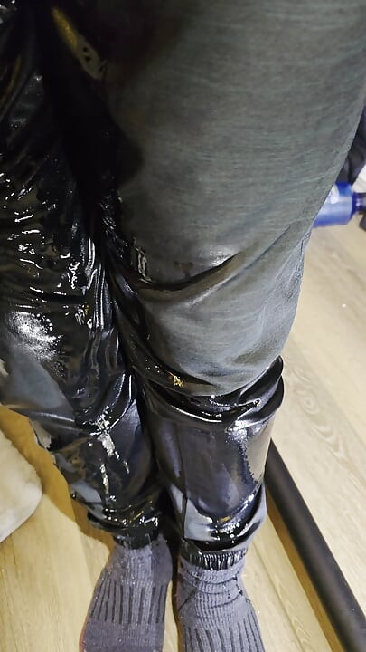 A rippling waterfall in my athletic pants down my legs