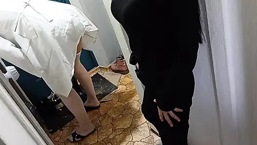 I caught my doctor masturbating and helped him cum
