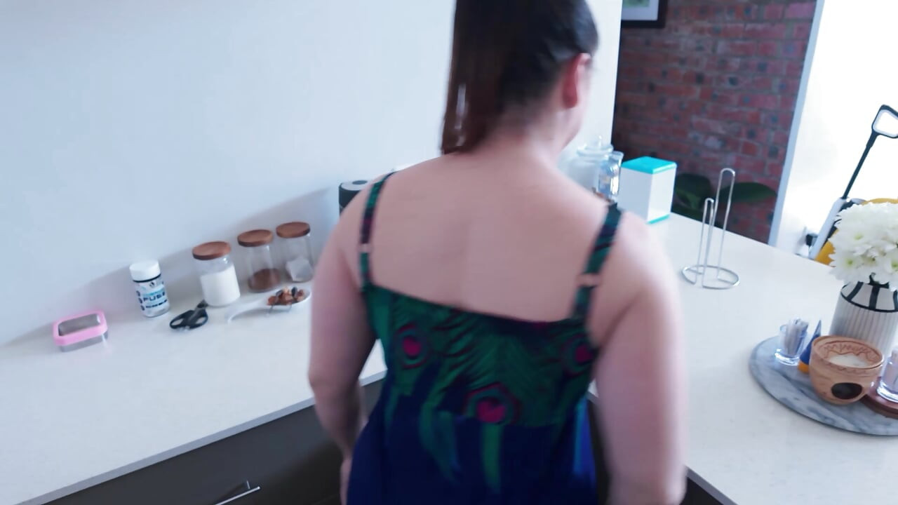 POV Stepmom Sucks and Fucks Stepson in the Kitchen to Creampie
