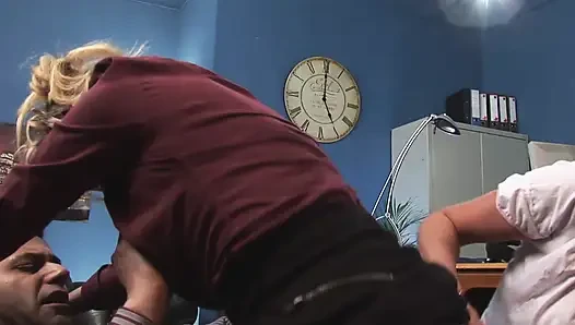 Three nasty pornstar secretary gets amazing sx in office