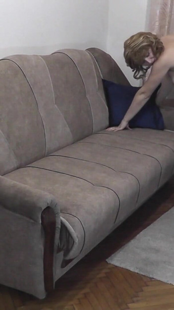 Iconic moment from "Wife made erotic session for her husband in professional salon. Master jerked off dick and cum on wife"