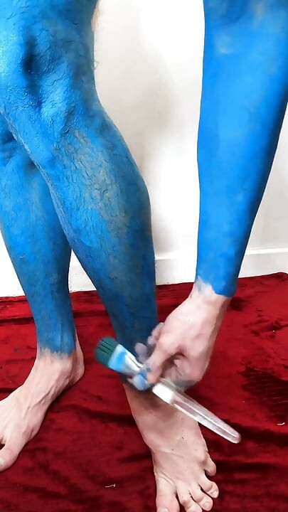 Naked Bodypainting Myself as Spiderman