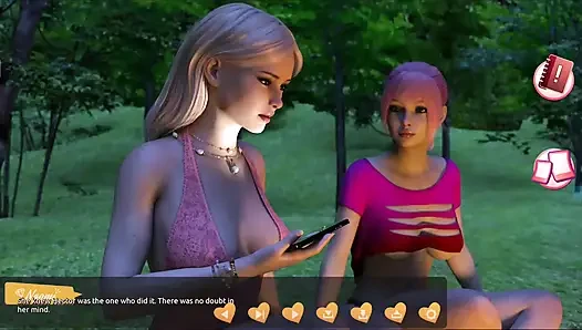 Helping the hotties # 4 - Johanne wachte an einem baum gefesselt auf und so ... Ave him einen blowjob... Belle und Stacy spielten miteinander.