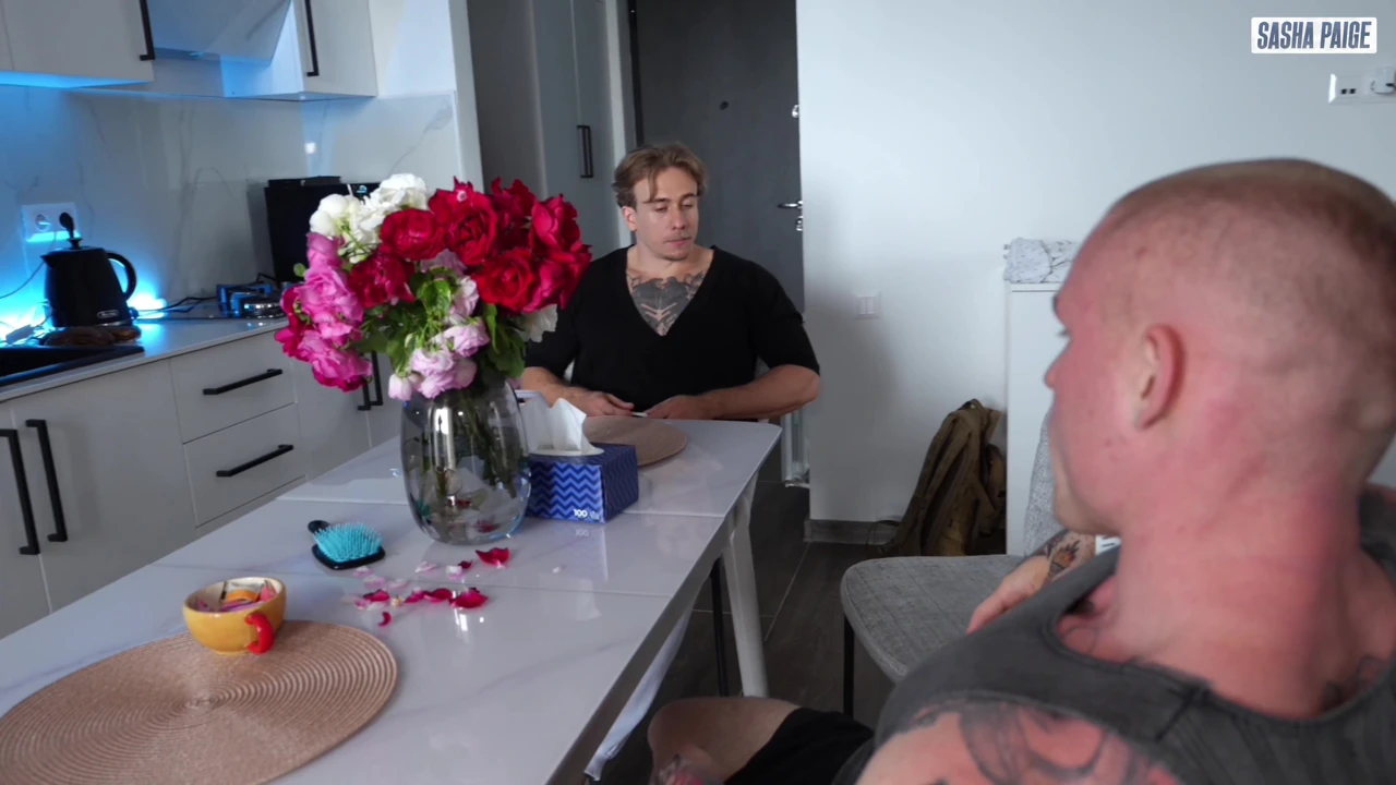 Tiny Blonde Sasha Paige Fucks with Her Boyfriend and His Friend, Swallowing Cum From Two Huge Cocks!