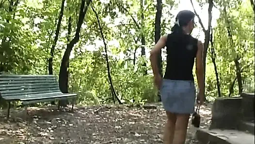 Sexy Young Horny Amateur Slut Masturbates Her Pussy in a Public Park