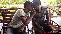 Erotic African twink sucking dick before raw sex