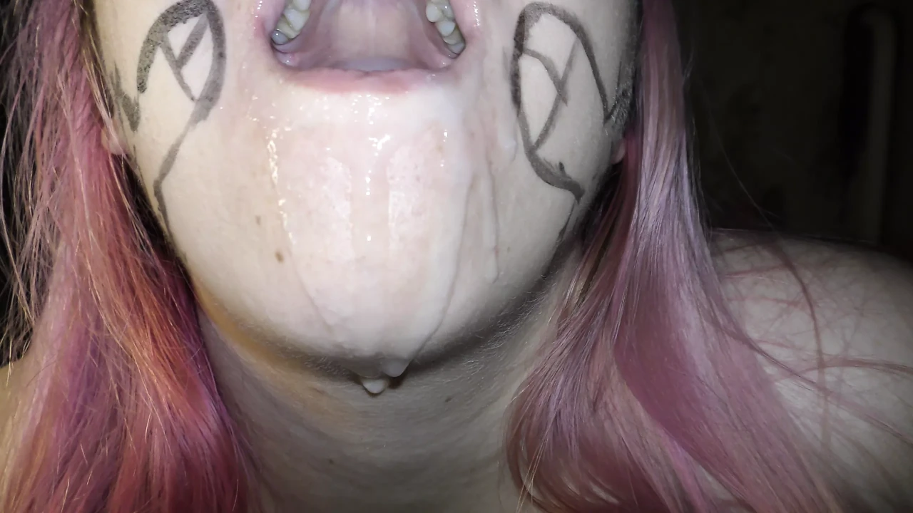 Cumslut wife covered in cum, swallow huge drooling cumshots