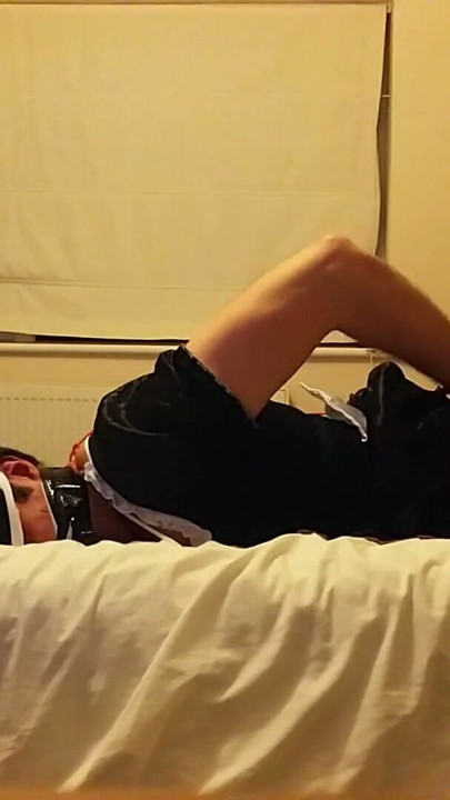 Sissymaid selfbondage with penis gag and dildo | Clip 1