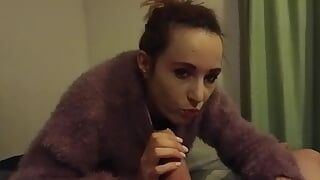 Getting a mouthful of cum on a winters night