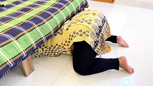Hot Stepmom Stuck Under Stepson's Bed When She Clean His Room!