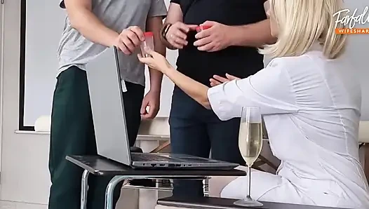 Threesome sex with a nurse.